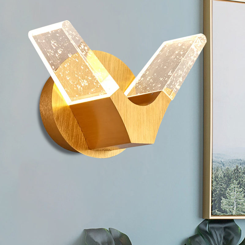 Modern Crystal LED Gold Wings Wall Light Fixture for Bedroom - Sleek Wall Mounted Lighting